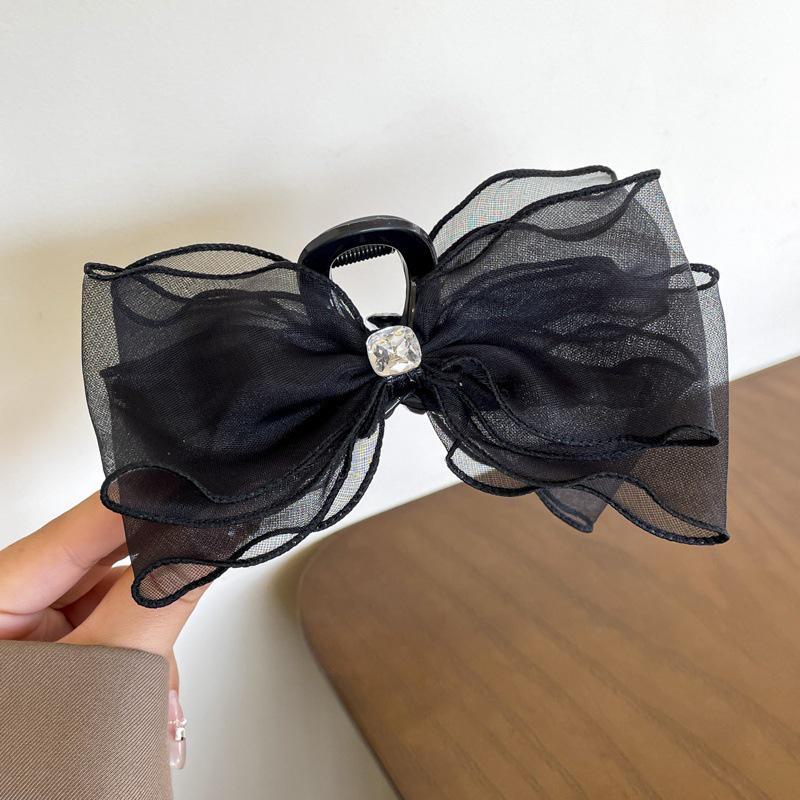 

Высококачественная заколка-акула из перьев и страусиного волоса для осени/зимы - элегантный головной убор с хвостиком mesh with diamonds чёрный