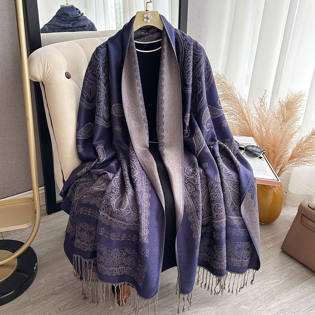 New Cashew Print Autumn and Winter Double-sided Imitation Cashmere Scarf Winter Warm Shawl Women