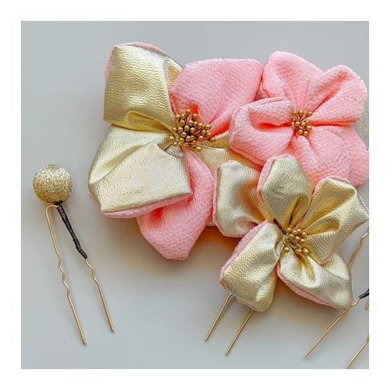 Tsumami Zaiku Hair Ornaments for Coming-of-Age Ceremony, Kimono, Tamakanzashi, Pink Head Dress for Graduation, Wedding, Furisode, Hakama, Bridal,