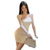 2025 mode temperament sexy asymmetrische schräge schulter schnalle dünnes kleid frauen
