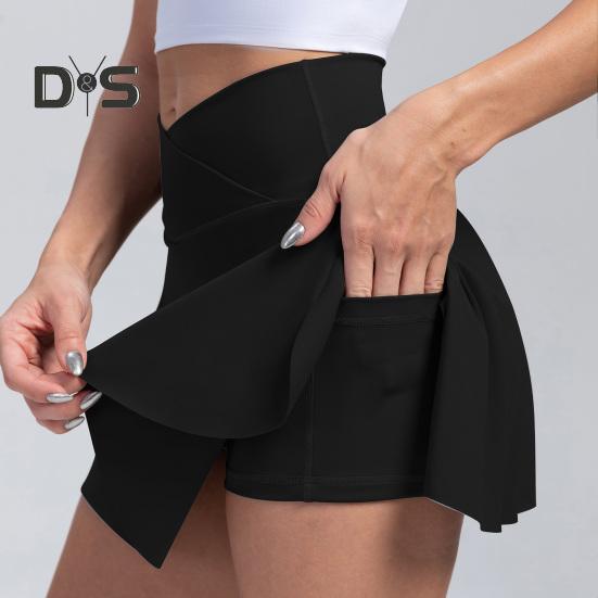 Dámská tenisová sukně s kapsou, vysoký pas, golfová sukně, letní ležérní atletická sportovní běžecká pickleballová cvičební sukně s vnitřními kraťasy