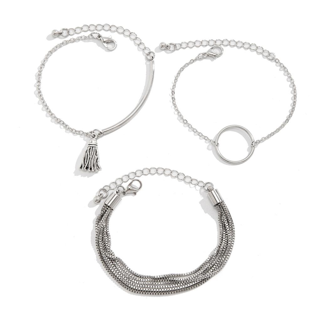 Accessories, punk hip hop thin chain multi-layer bracelets, geometric rings, versatile fringed bracelets for women