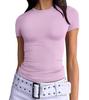 European and American Summer Women's Slimming Milk Silk Pullover T-shirt, Round Neck Fashion Top, High-end Women's Outerwear