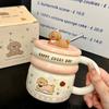 Cute Puppy Ceramic Mug With Lid Cartoon Home Breakfast Milk Cup Office Straw Cup Souvenir