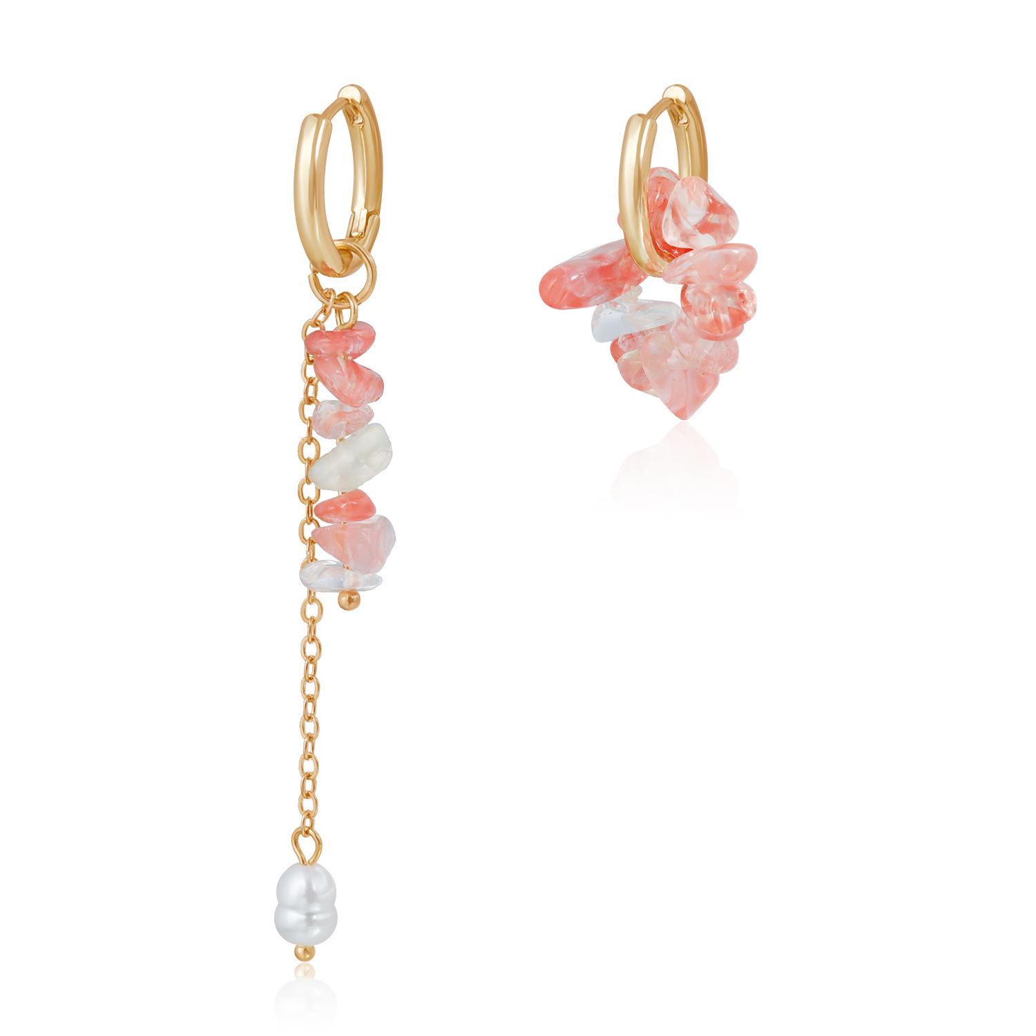 Gentle and sweet ins wind crushed stone powder crystal splicing necklace simple and fresh necklace set