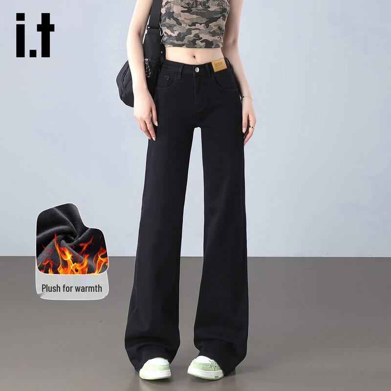 Izzue Women s High-Waist Fleece-Lined Straight-Leg Jeans M