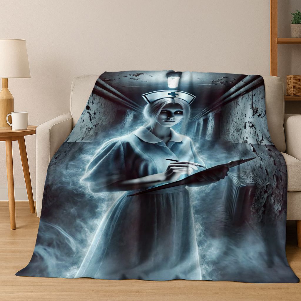 26 Style Terrifying Ghost Spirit Apparition Specter Gothic Flannel Blanket,Cozy Soft Throw Blanket for Home Bedroom Bed Sofa