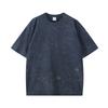 T-shirt da uomo in puro cotone pesante da 260 g, effetto retrò, con motivo a fiocchi di neve, vestibilità ampia, maniche corte