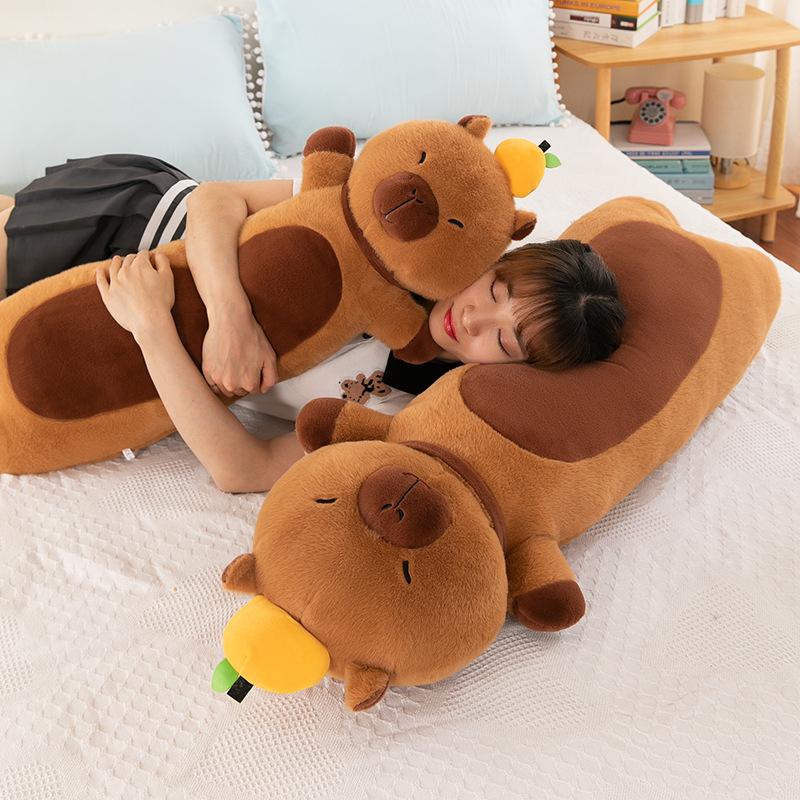 Cartoon Persimmon Capybar Plush Toy Sleeping Party Style Long Pillow Baby Side Sleeping Pillow Home Cushion
