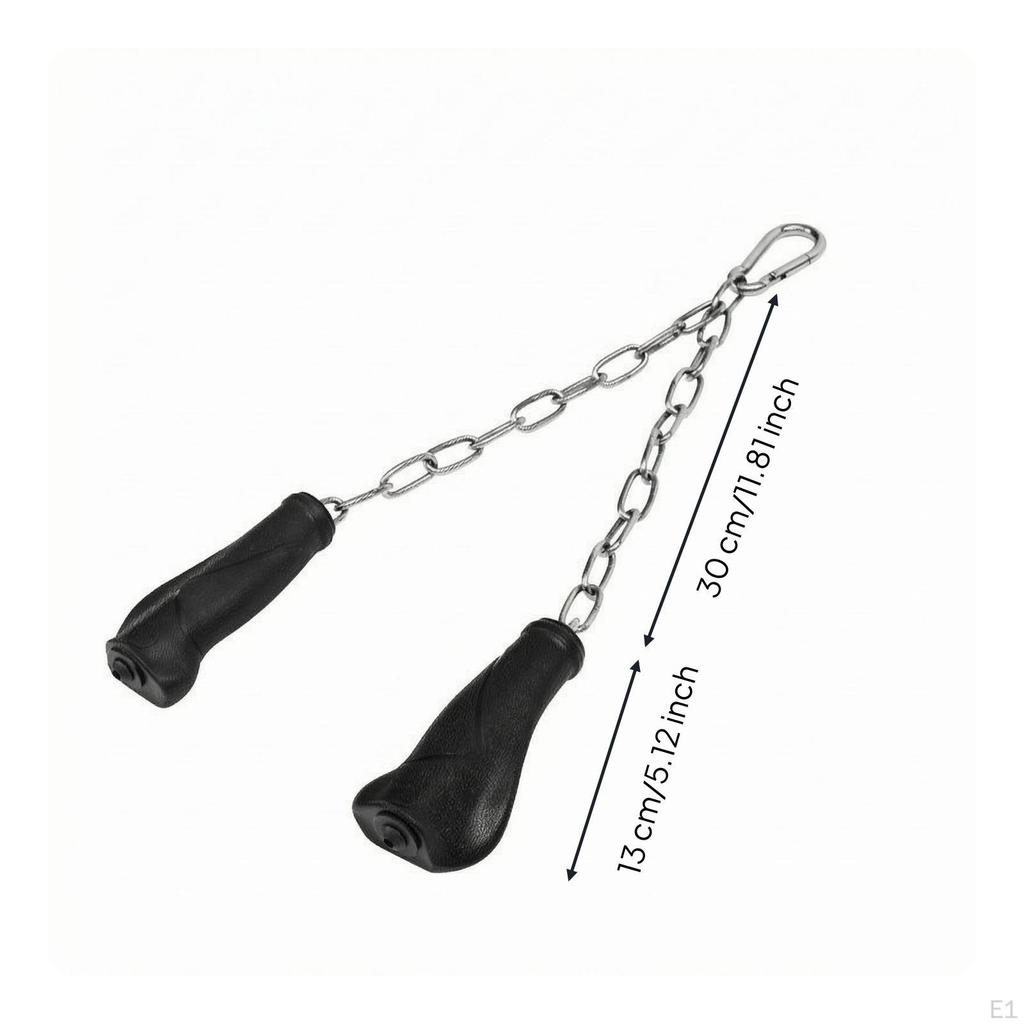 Triceps Training Handle Textured Rubber Grips Metal Chain Lat Pulldown Attachment