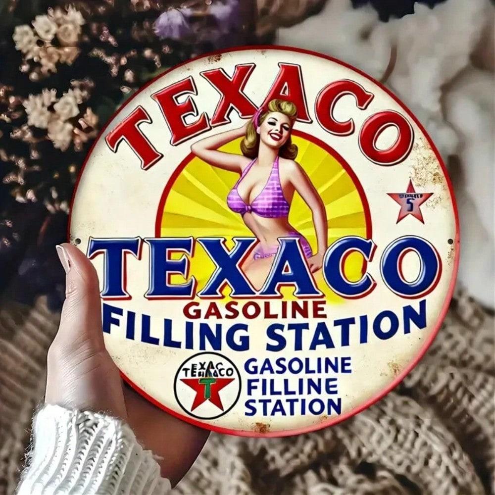 Vintage Texaco Gas Station Metal Tin Sign Garage Wall Art Decor Rustproof Man Cave 20x20