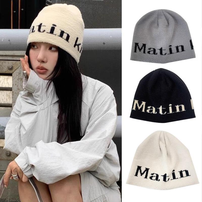 Winter bag head display face small flower pot hat letter cotton thread knitted bucket hat female hollow plain face cover