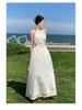 Design-Sense Waist-Baring Halter Dress: Slimming, Tie-Waist, Super-Fairy, Large-Hemmed Vacation Dress