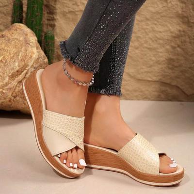 Grote Maat Steenpatroon Vismond Dikke Zool Pantoffels Voor Vrouwen Rand Casual Buitenkleding Sleehak Vrouwen Schoenen Sandalen