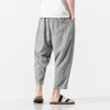 Herren Baumwolle Leinen Cropped Hosen Sommer Einfarbig Lässig Elastischer Bund Leicht Gerade Beine Hosen Locker Übergröße Herren Bekleidung