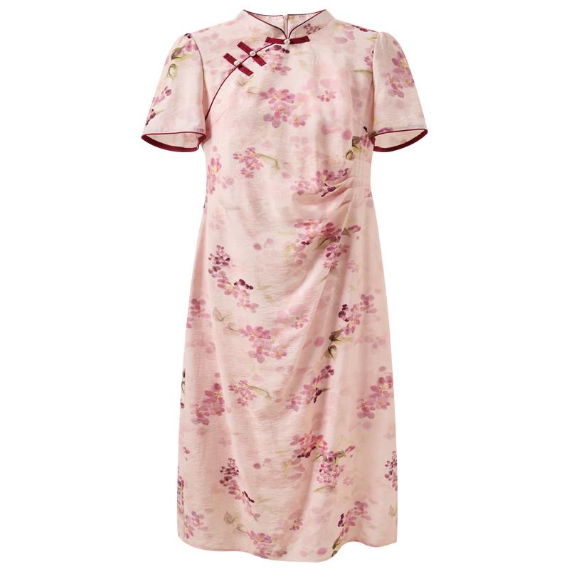 Sancai Plus Size Autumn Floral Qipao Dress XL