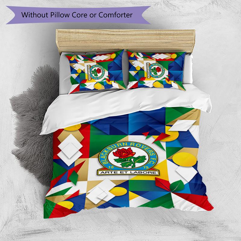 Blackburn Rovers Football Printed 3 Pieces Bedding Set, Comfortable Skin Friendly Bedroom Duvet Cover Set