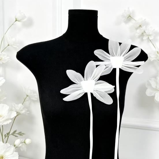 Stoff Lotus Applikation Lotusblumen Dekoration mit langem Band Aufnäher Blumen Verzierung