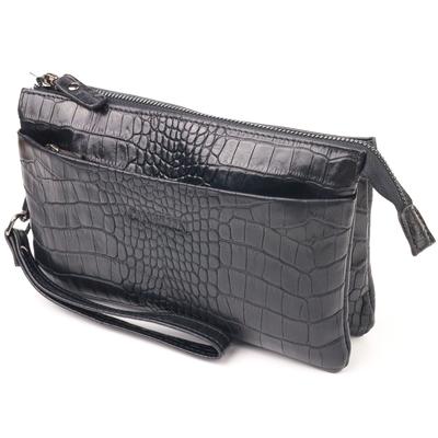Excelente clutch para homens em couro texturizado natural com gravação de crocodilo CANPELLINI 21556 Preto