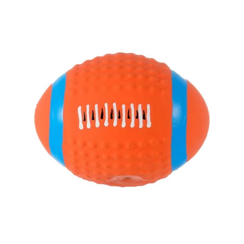 Latex Squeaky Football Dog Toy Textured Teeth Cleaning Chew Ball Interactive Pet Toy for Small Medium Dogs
