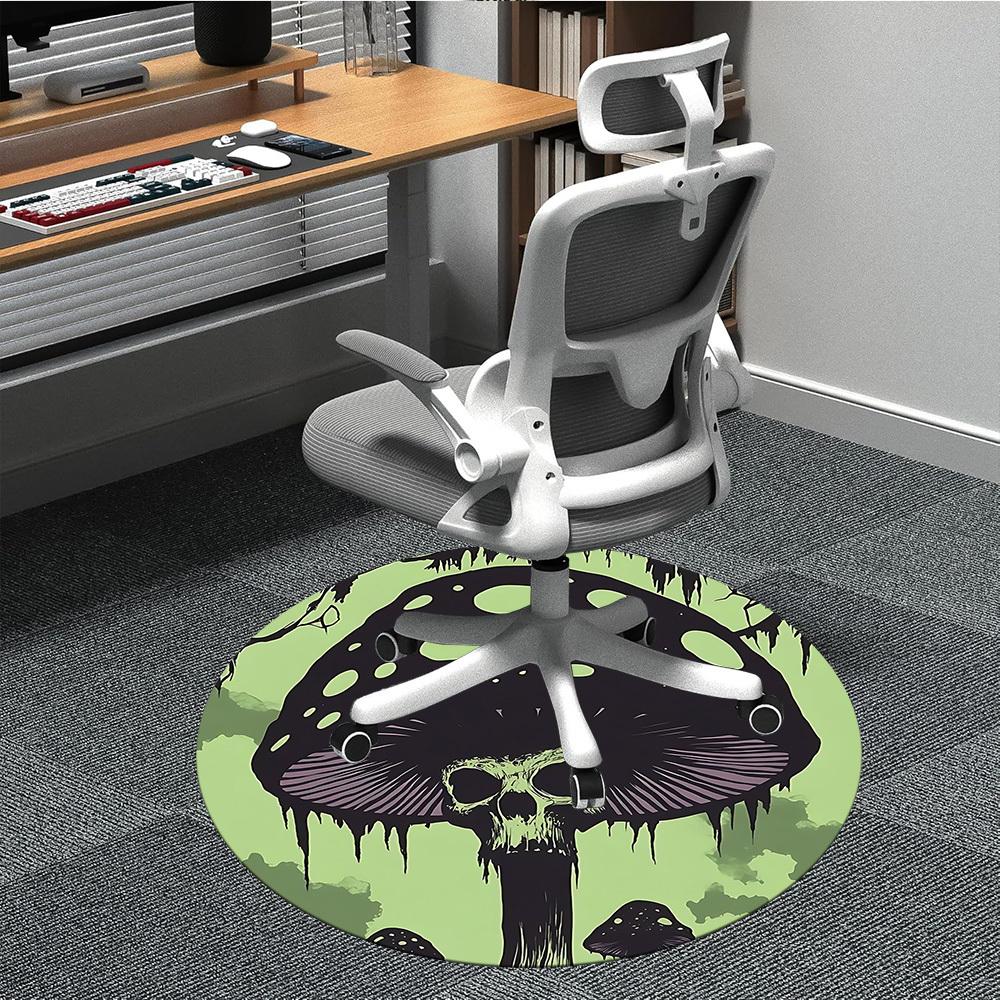 1pc Mushroom Skull Office Round Area Rug, Under Office Chairs Bedroom Living Room Home Decor, Room Deco, Available in Various Sizes