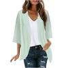 Veste Cardigan Décontractée Mode Femme à Manches Sept Partagées Couleur Unie