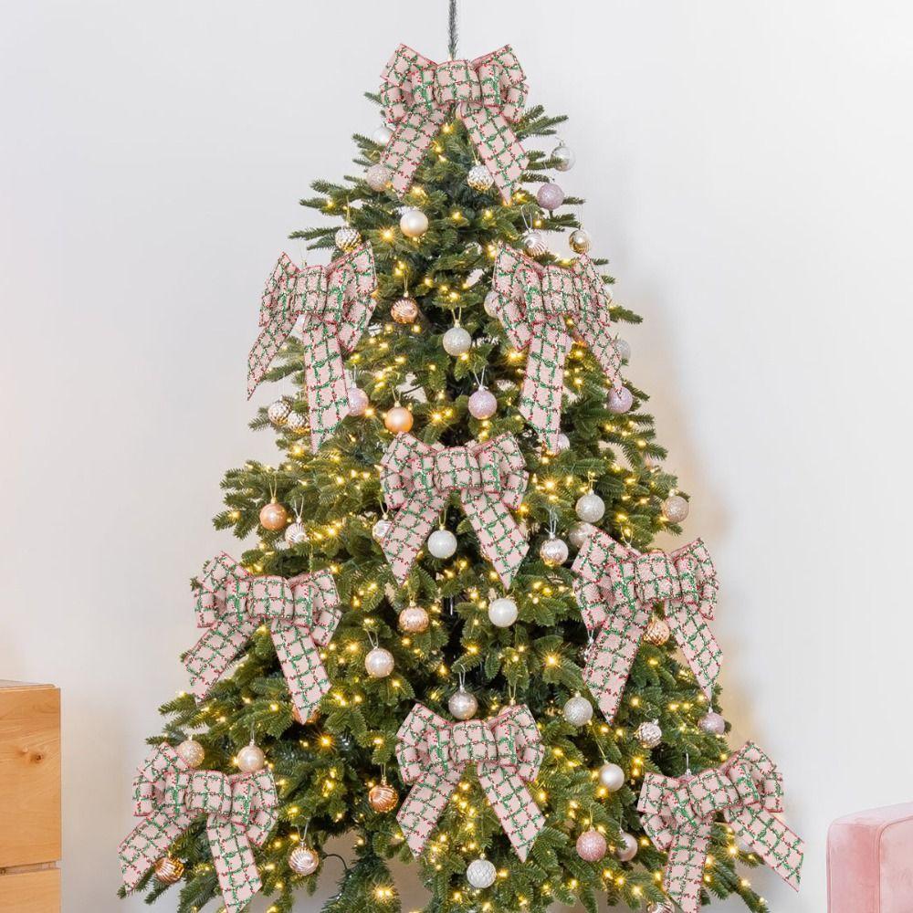 Exquisite Christmas Bows Pendant Linen Wreaths Bowknot Ornaments  Merry Christmas Decorations