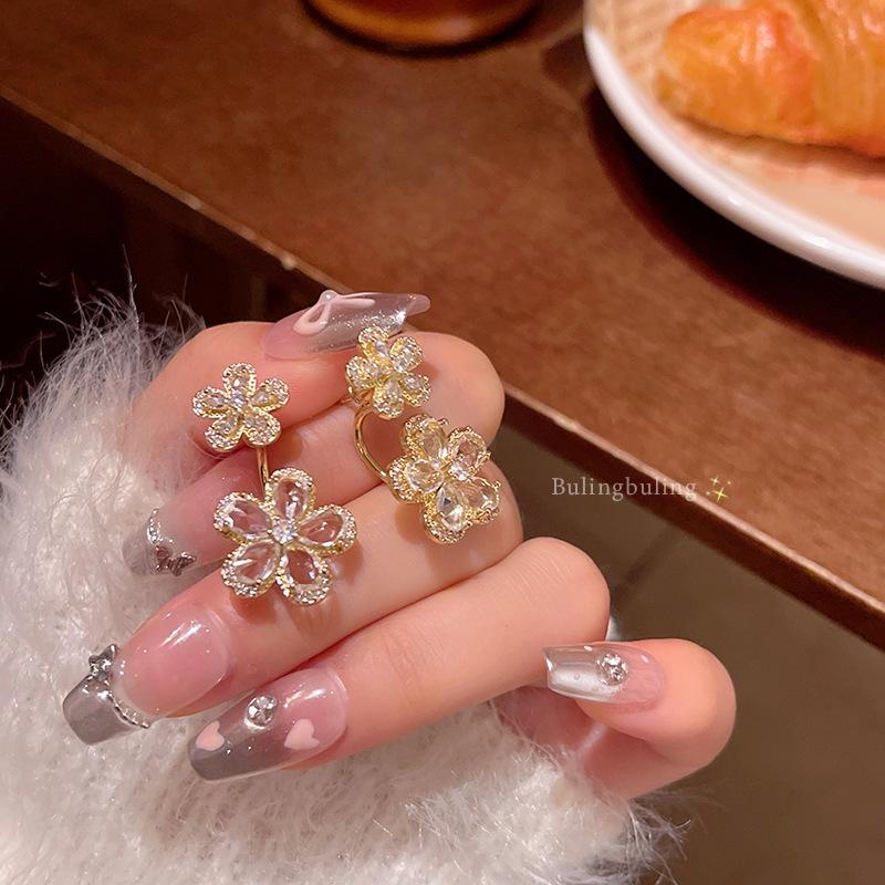 

Легкие роскошные усовершенствованные ощущения изысканные микро инкрустированные имитация циркония цветы серьги сзади висячие серьги для женщин 1 pair