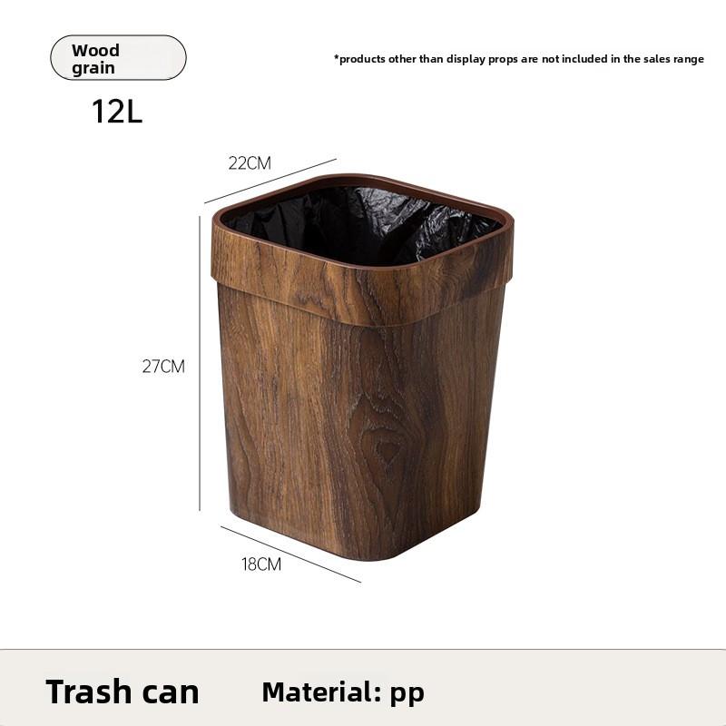 

Luxury Home Trash Bin with Wood Grain Design Foot Pedal Dual Opening Lid for Bathroom Living Room