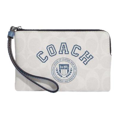 Corner Zip 16 Letter Print Zipper Wristlet Women Wristlet Chalk-White Indigo CB855-SVUON