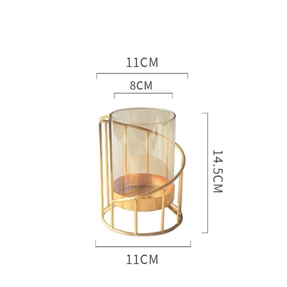 Nordic Metal Flower Vase Glass Flower Arrangement Candle Holder Hydroponic Vase For Living Room Bedroom