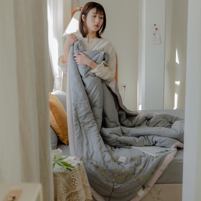 Soft Solid Color Cotton Summer Blanket - Cooling, Skin-Friendly, Lightweight Quilt