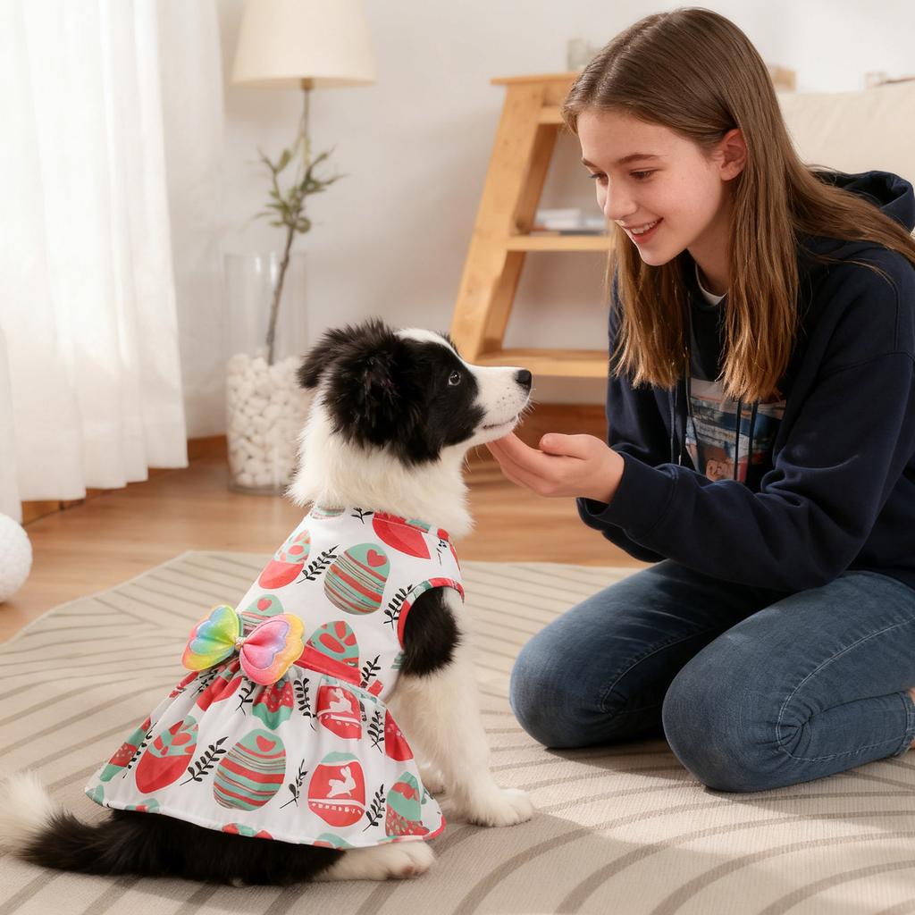 Easter Dog Dress - Breathable & Comfortable Pet Sundress With Cute Bow Decoration For Small & Medium Dogs