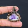 Natural Sage Amethyst Gemstone Handmade Copper Wire Wrap Pendant 1.85" s0P04