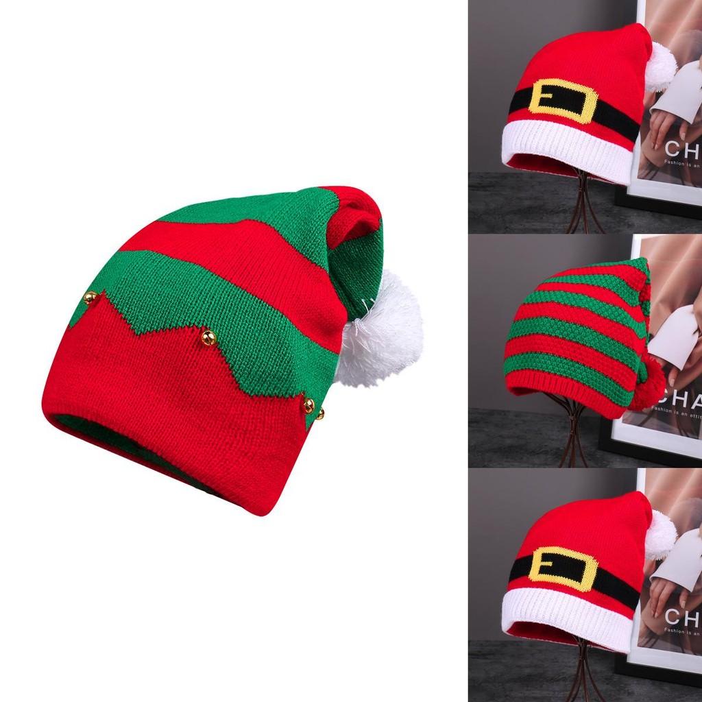 Festive Red Knitted Beanie Hat With Colorful Pom Poms For Family Christmas Gift