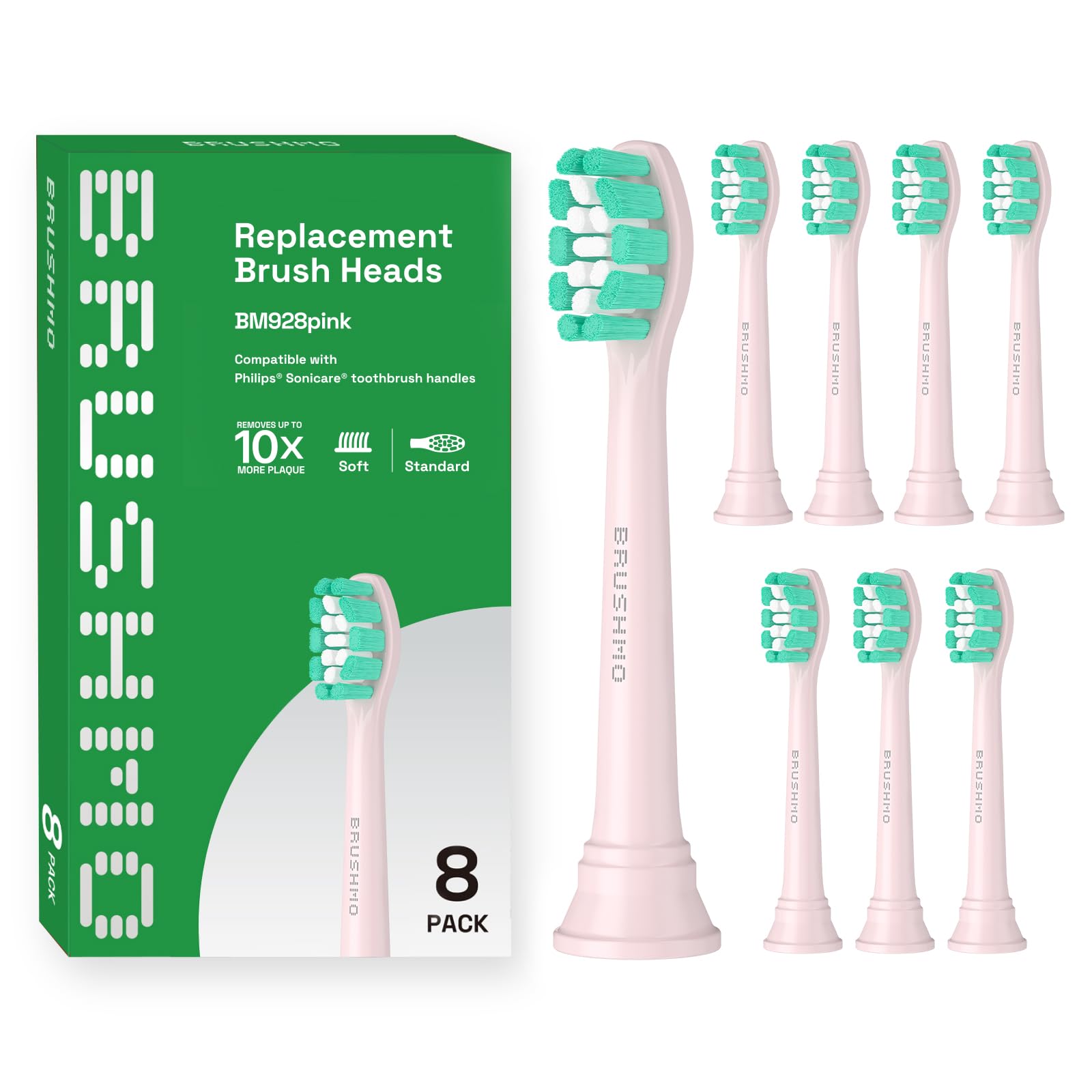 

Brushmo Compatible Brush Heads for Philips Plaque Regular Pack of Pink Sonicare, Defense, Size, 8, розовый