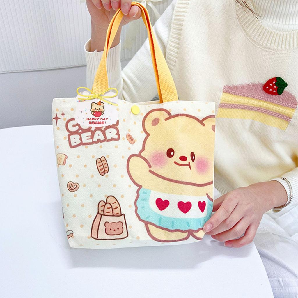 New bag wind butter bear canvas bag cute canvas bag portable daily storage woman