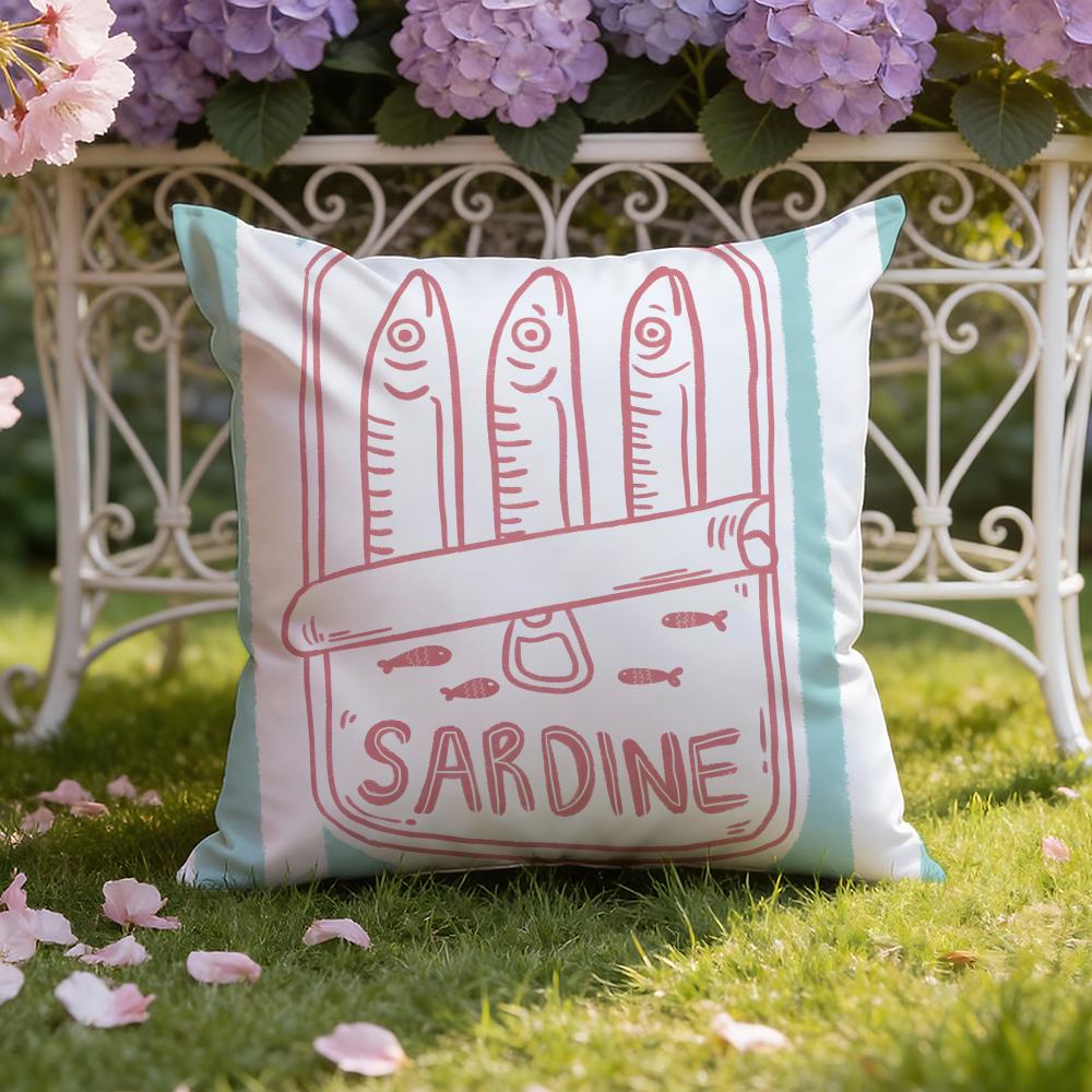 Cartoon S-Sardine C-Can cute Cushion Cover Home & Car Dual-Scene Pillow Cover: Reversible for Premium Comfort