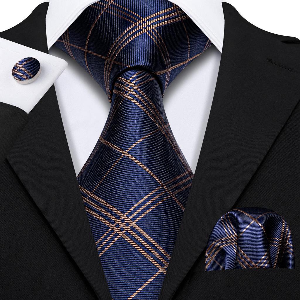 Cravatta da uomo in seta Set di gemelli Hanky Jacquard Solid