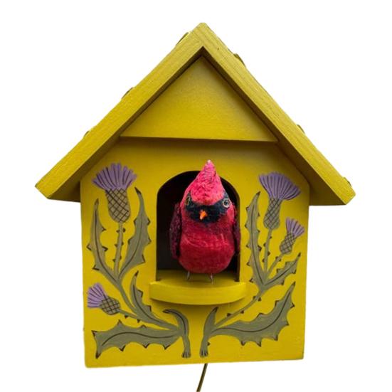 Kinetic Art Birdhouse Wall Decor Animal in House Wall Decoration Outdoor Garden Wall Art for Farmhouse Home Room Yard Patio Porch