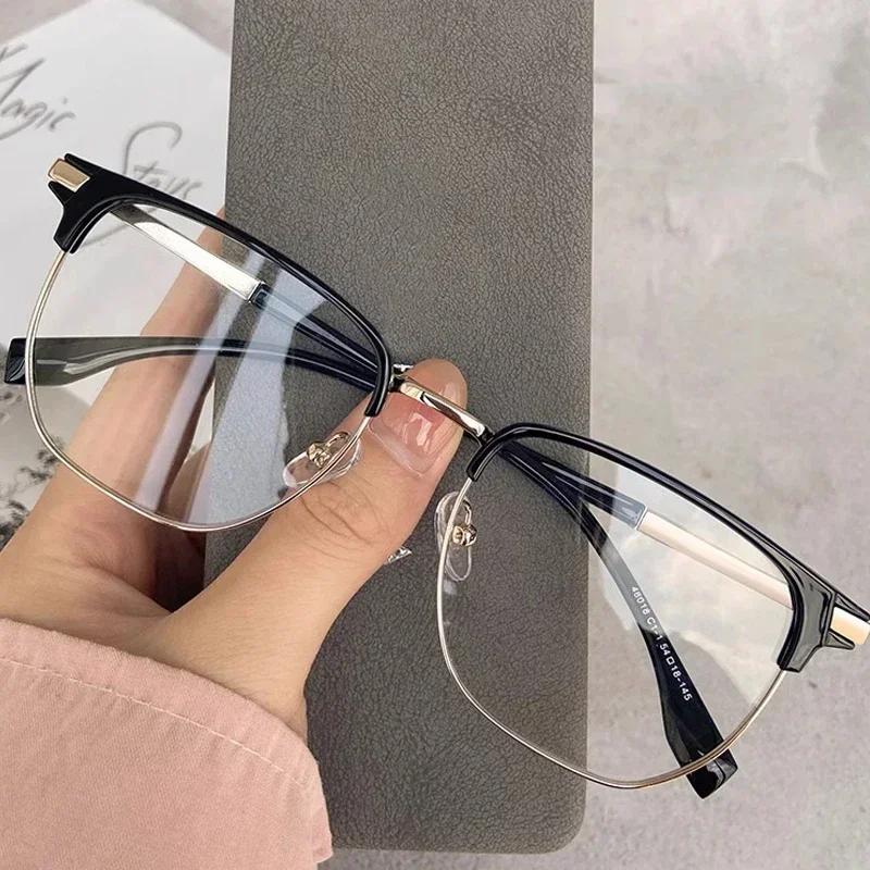Men Ultra Light Half Frame Myopia Glasses Business Style Anti Blue Light Eyewear 0~-4.0 Diopters