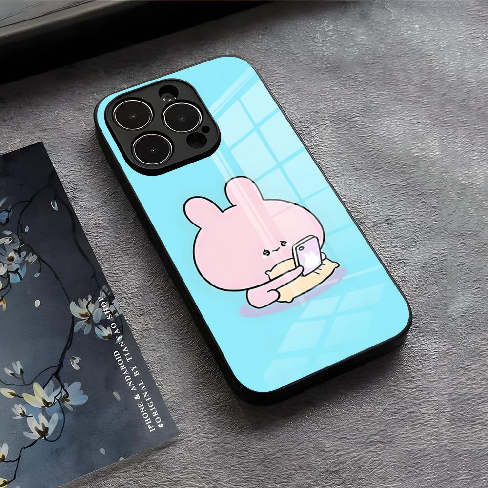 Cute A-Asamimichan Phone Case For IPhone 17 Air 16 E Pro Max 15 14 13 Mini 12 Pro 11 Max Plus Black Glass Cover