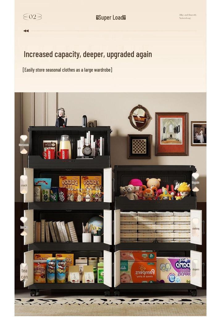 Foldable Multi-layer Storage Cabinet for Home: Ideal for Bedroom, Kitchen, or Bathroom