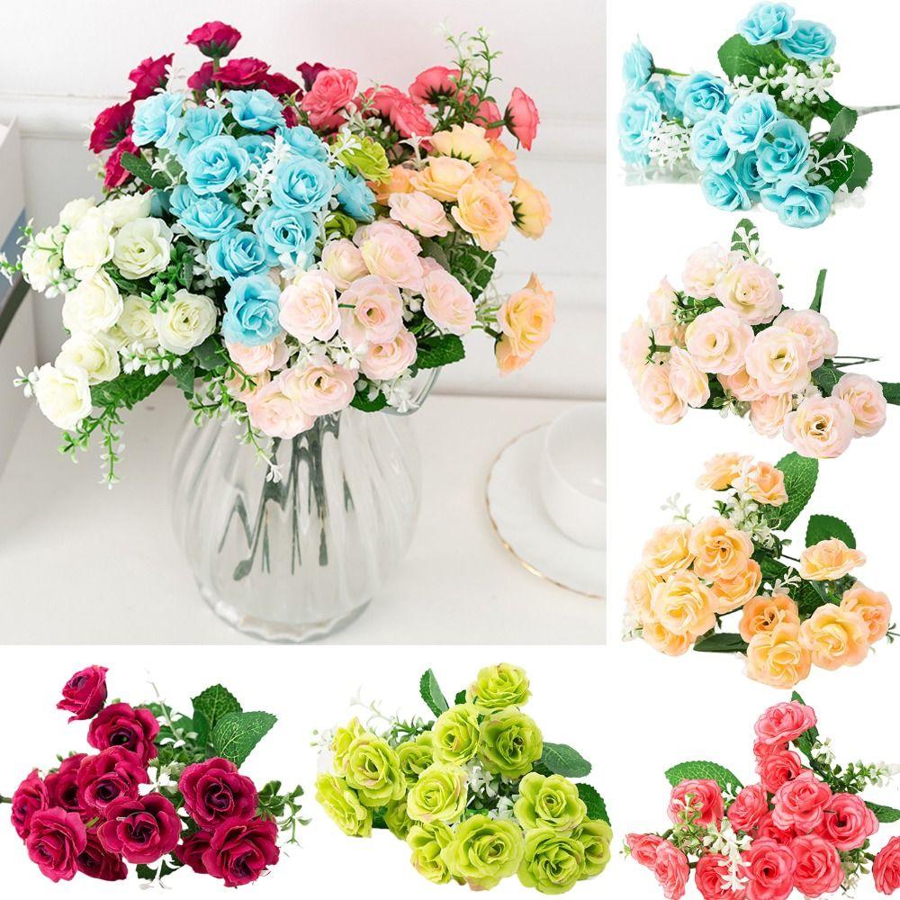 

Party Garland Artificial Bouquet Flowers 15 Heads Silk Rose