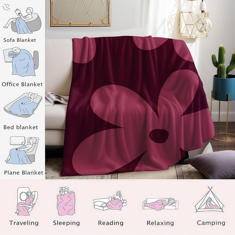 Burgundy Petal Shade Flannel Blanket Warm Soft Halloween Christmas Couch Warm Cozy Decorative Decor Gift for All Season