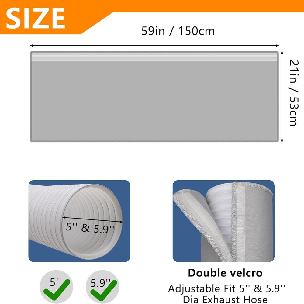 Portable AC hose insulating sleeve, set of 2, portable air conditioners, insulated hose cover, suitable for exhaust air hose with a diameter