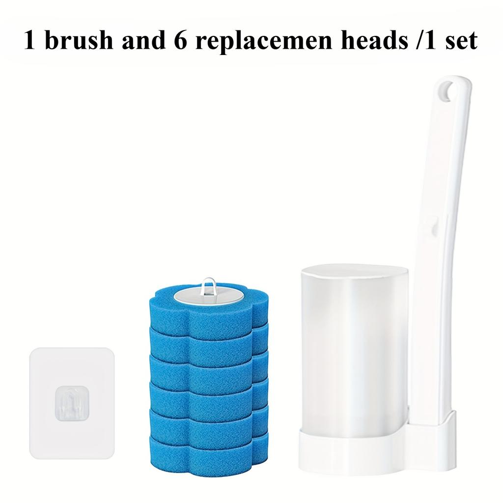 Toilet Brush Set with Replaceable Disposable Heads, Bathroom Cleaning Tool Kit Featuring Wall-mounted Toilet Brushes