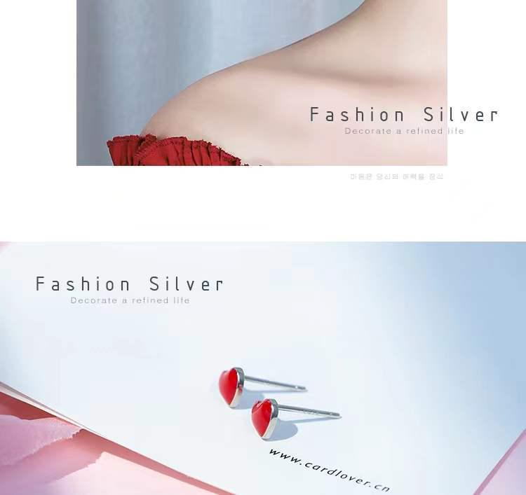 Beixi S925 Sterling Silver Red Heart Stud Earrings - Trendy, Elegant Jewelry for Women