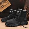Men's Winter Warm-Lined High-Top Work Boots, Trendy Versatile Thick-Soled Thickened Cotton Shoes.