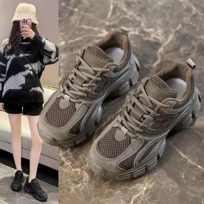 Platform Dad Shoes Women's Spring and Autumn New All-Match Not Tired Feet Soft Bottom Lightweight Exercise Running Shoes Height Increasing Women Shoes